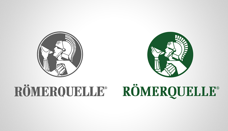 Etiketten Gestaltung Logo Design Romerquelle Polychrom